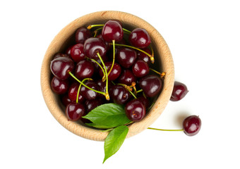cherry in a wooden bowl