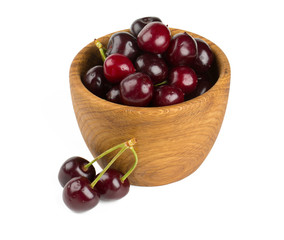 cherry in a wooden bowl