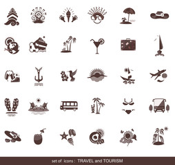 Set of modern flat travel icons.