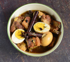 Boiled eggs stewed with pork