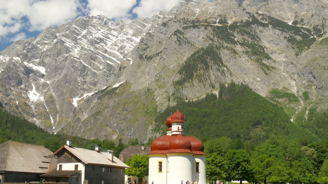 Famous church Bartholomae in Koenigssee in Berchtesgaden