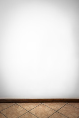 empty wall with concrete floor and white background