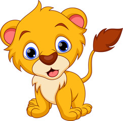 Naklejka premium Cute lion cartoon