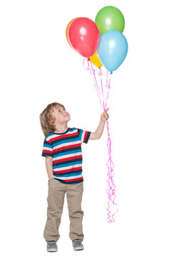 Smiling Little Boy With Balloons