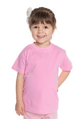 Pretty little girl in the pink blouse