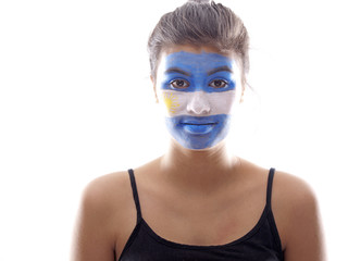 girl with argentinian flag face painting