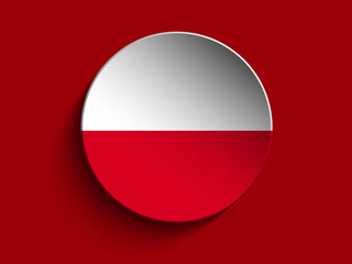 Flag Paper Circle Shadow Button Poland