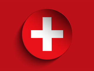 Obraz premium Flag Paper Circle Shadow Button Switzerland