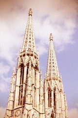 Fototapeta na wymiar Vienna - Votive Church. Cross processed color tone.