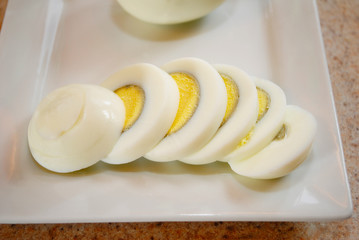 Sliced Hard Boiled Egg on a Plate