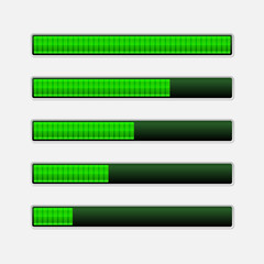 Set of Green Progress Bars. Vector Loading Bars