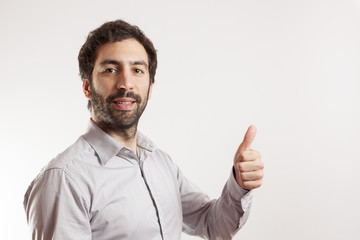 Young man give the thumbs up