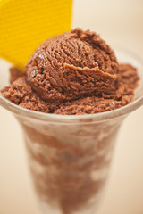 Chocolate ice cream in a glass