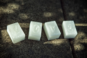 Wedding white candles with letters LOVE