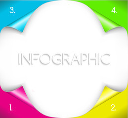 Infographic design with paper corner on the background.