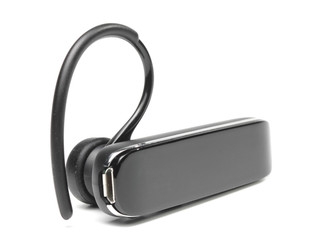 Black Bluetooth Headset on White background