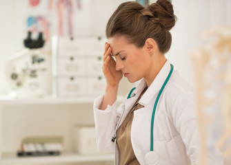 Portrait of frustrated medical doctor woman