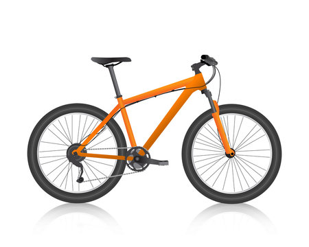 realistic mountain bike orange vector