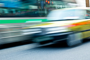 Taxi Speeding in motion tokyo, japan