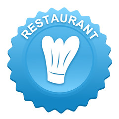 restaurant sur bouton web denté bleu