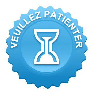 veuillez patienter sur bouton web dent&eacute; bleu