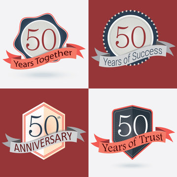 Set Of Retro Vector Stamps/Seal For 50th Business Anniversary .