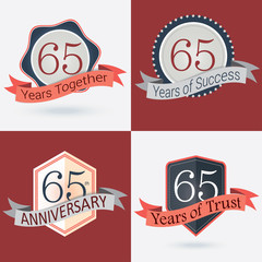 Set of Retro vector Stamps/Seal for 65th business anniversary .