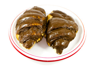 Frisch Gebackene Croissants mit Schokolade