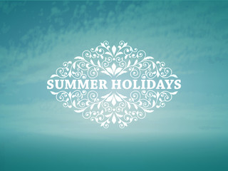Vector Summer Background with blue sky and sea