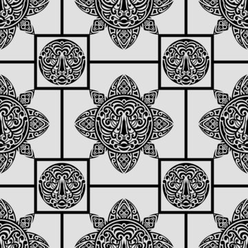vector seamless pattern with polynesian symbols