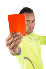 Schiedsrichter mit roter Karte, freigestellt