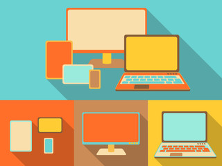 responsive devices, illustration in retro style