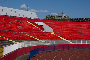 Fototapeta premium Seats red at stadium