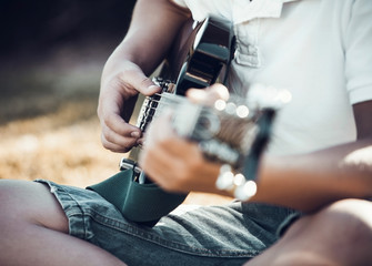 electric guitar in the hands