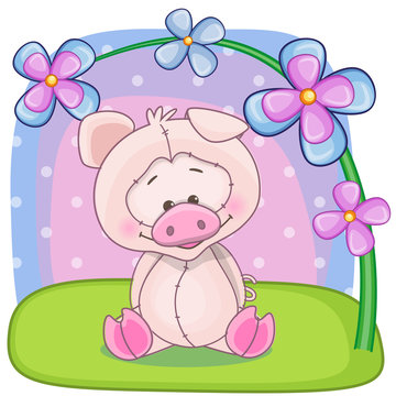 Pig with flowers