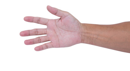 Man hand isolated on white background, clipping path
