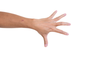 Man hand isolated on white background, clipping path