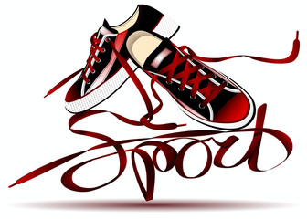 beautiful pair of red sneakers