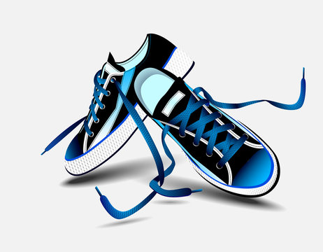 Beautiful Blue Pair Of Sneakers