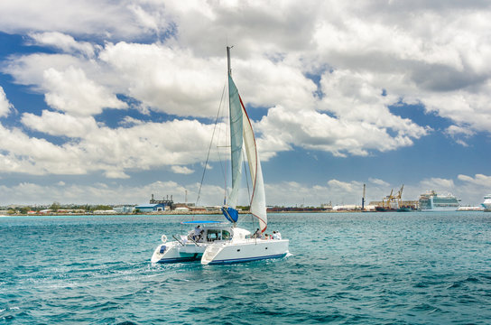 Catamaran Sailing off the Coast of Barbados