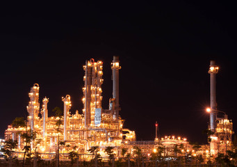 Petrochemical at night sky