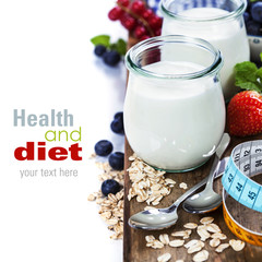 Healthy breakfast - yogurt with muesli and berries