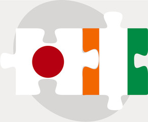 Japan and Ivory Coast Flags in puzzle