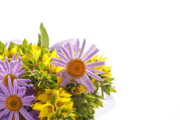 Summer bouquet of daisies and loosestrife