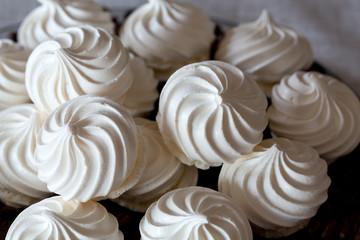 French vanilla meringue cookies and  coffee beans - obrazy, fototapety, plakaty