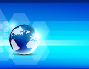 Abstract blue background with globe