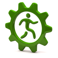 Man running in green gear