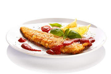 Fish dish - fried fish fillet with vegetables