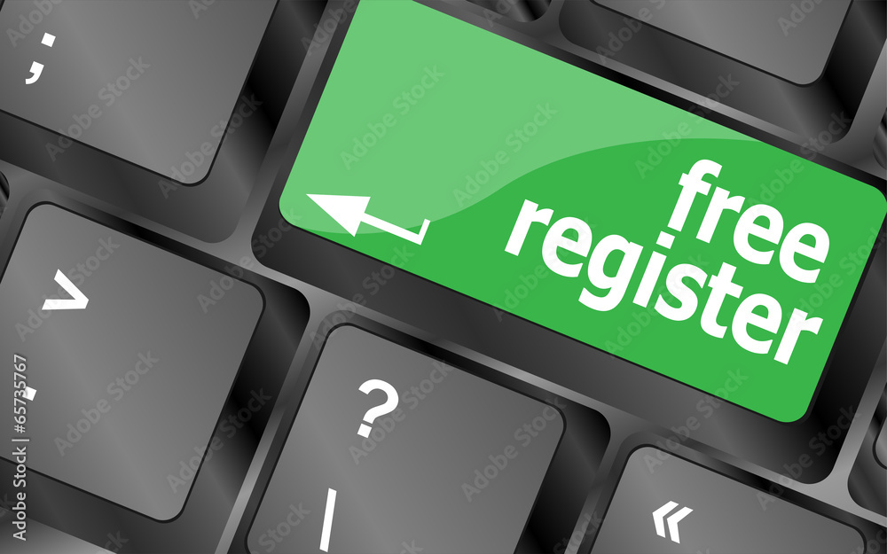 Poster free register computer key showing internet login