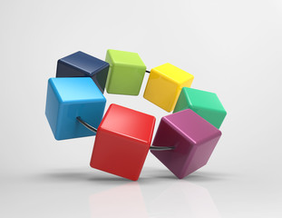 Colored cubes 3D.